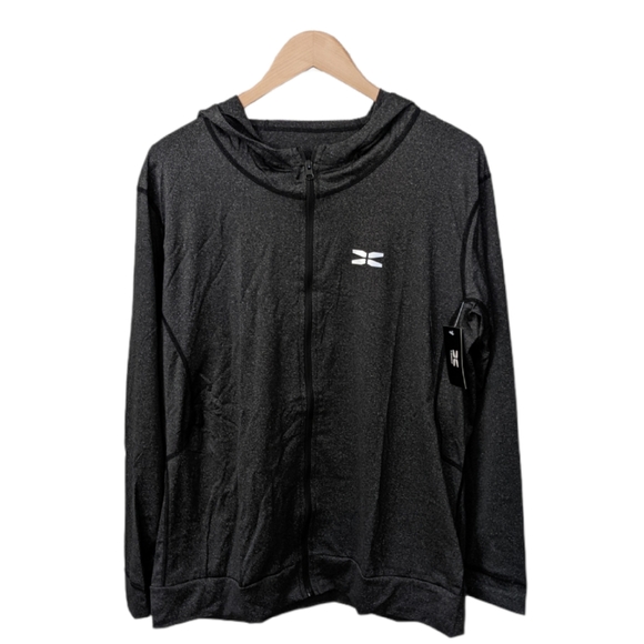 🍑Sport Fitness Zip up Hoodie Charcoal Medium 516 - Picture 7 of 8